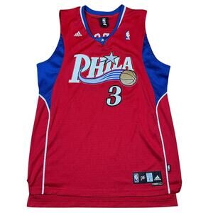 Adidas Allen Iverson Philadelphia 76ers Phila Jersey Red L +2 2007-09 Rare HTF